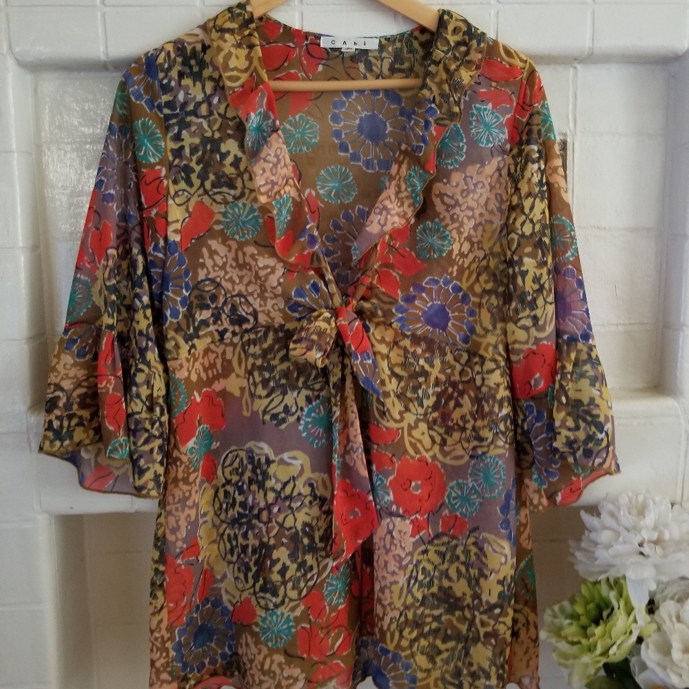CABI WOMENS SHEER COVER UP BLOUSE
